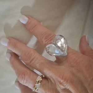 Swarovski Silver Crystal Heart Ring Size 8
